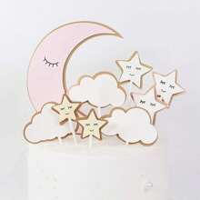 18pcs Moon Star Cake Toppers Cloud Cupcake Picks Paper Baking Decoration Birthday Wedding Anniversary Party - Multicolor - View 7