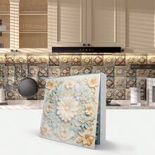 Alwayspon 24入組6"x6"/15x15cm剝離彩貼加厚乙烯基牆貼磁磚,視覺3d效果的自黏花卉壁紙,適用於廚房浴室家居裝飾,附有磨砂不反光表面肌理,皮膚友好防水pvc背板 - LAS009 - 查看 2