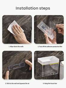 1pc Wall-Mounted Clear Tissue Box, Bathroom Towel Storage Box, Makeup Organizer Shelves - Dark Green - View 3