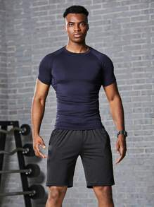 Men's Basketball Training Suit - Quick-Drying Compression T-Shirt & Shorts, Gym Wear For Fitness And Running Gym Clothes Men - Royal Blue - View 2