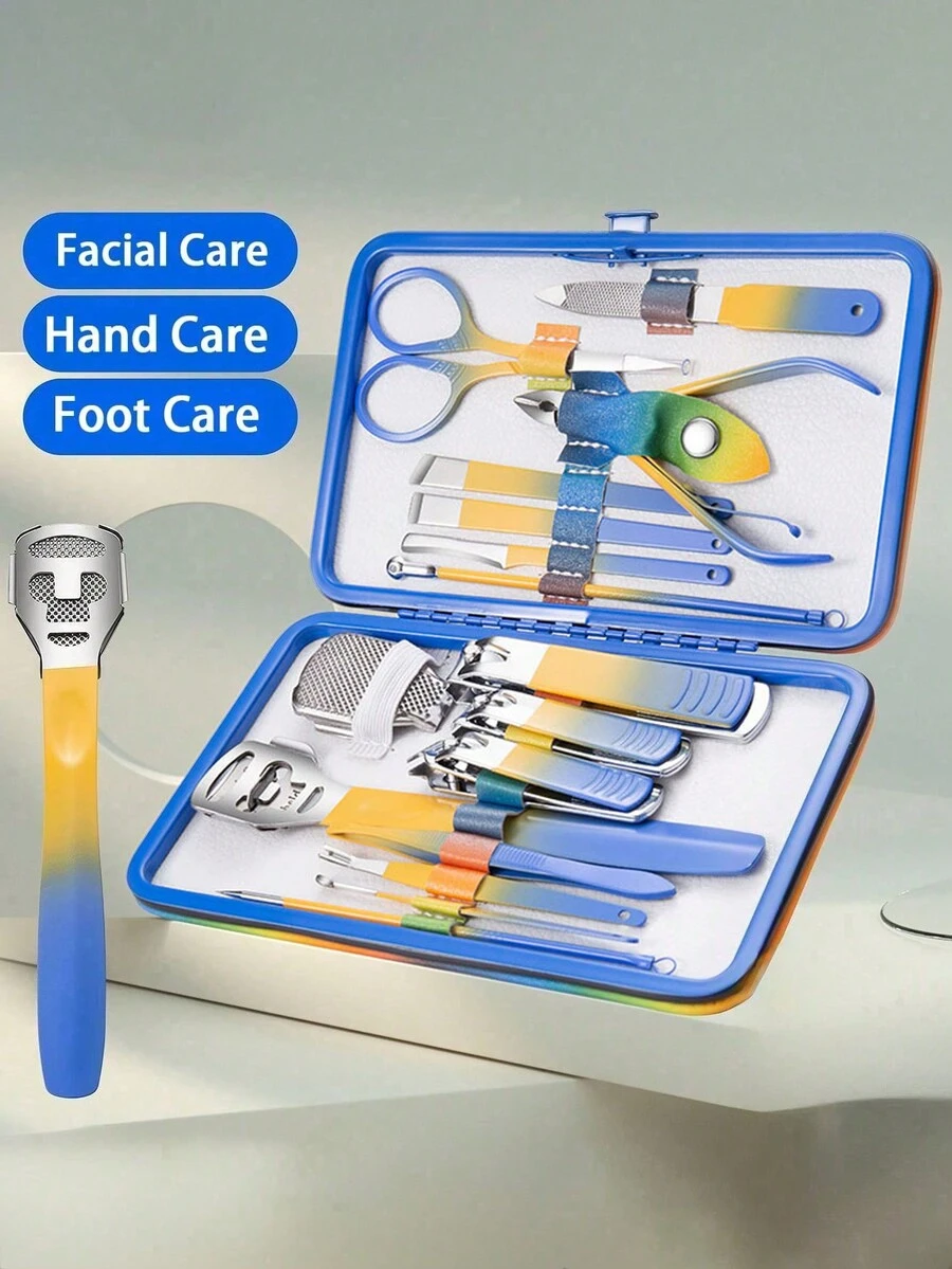 新款彩虹修指套裝,禮物女士美甲剪,sfydom女士彩虹皮革修指套裝 - 彩色 - 查看 1