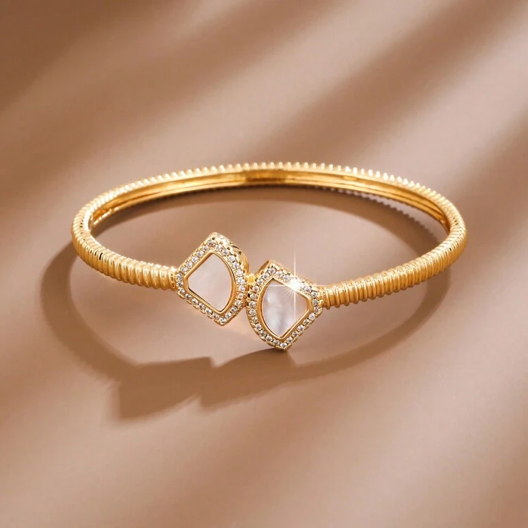 1 Peça Pulseira De Cobre Com Design Em Forma De Leque Fashion Para Mulheres - pulseira - Ver 7