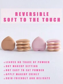 8 件裝迷你心型手指海綿塗抹器適合日常化妝（遮瑕和暈染） - 彩色 - 查看 6