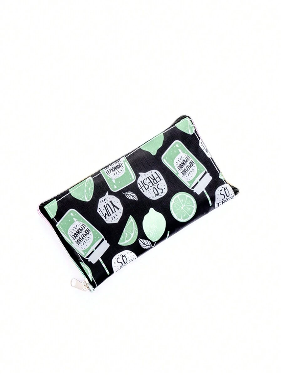 Colorful Grid Pattern Waterproof Zipper Bag, Shopping Bag - Black - View 1