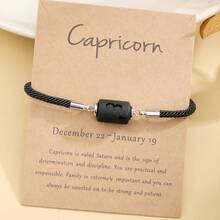 1pc 12 Constellation Protection Bracelet Women's Hand Rope BraceletSweet Gifts For Friends - Black - View 12