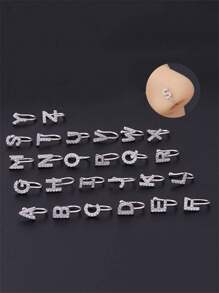 1入組極簡送禮各種字母鼻環 - 銀色 - 查看 8