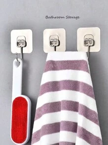 5pcs Wall Hooks, Adhesive Heavy Duty Wall Hooks, Transparent Reusable Seamless Punch-Free Hooks, Waterproof And Oilproof, Bathroom Utility Towel Mug Cups Spatula Can Opener Scissors Hooks, Kitchen Supplies - Grey - View 3