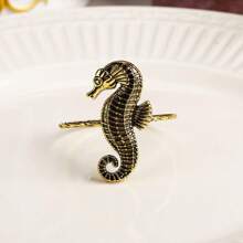 1只海洋金屬海馬餐巾環 - 金色 - 查看 3