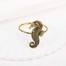 1只海洋金屬海馬餐巾環 - 金色 - 查看 2