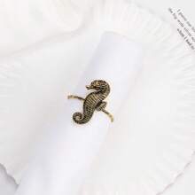 1只海洋金屬海馬餐巾環 - 金色 - 查看 1