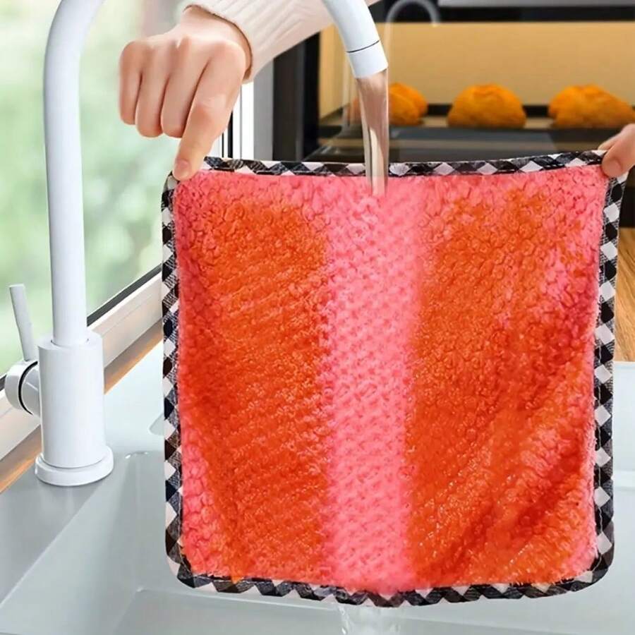 8pcs Bamboo Fiber Kitchen Cleaning Cloth - Random Color - View 1