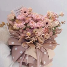 20 張/包韓式防水花卉包裝紙帶圓點和花卉圖案,厚花束包裝材料 - 淺灰紫 - 查看 3