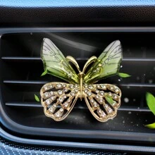 1入組水晶鑽飾蝴蝶車用空氣清新夾,可愛汽車內飾,男女皆宜禮物(藍色/綠色) - 隨機 - 綠色 - 查看 1