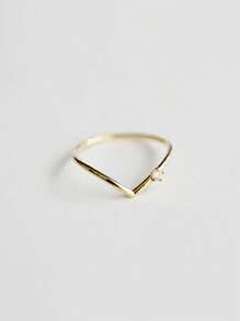 BALMORA 1pc Sterling S925 Silver Simple Fashionable Retro  V Shape Extremely Fine Finger Ring For Women Girl Daily Life Birthday Jewelry Gift Wedding Engagement Bridal Jewelry