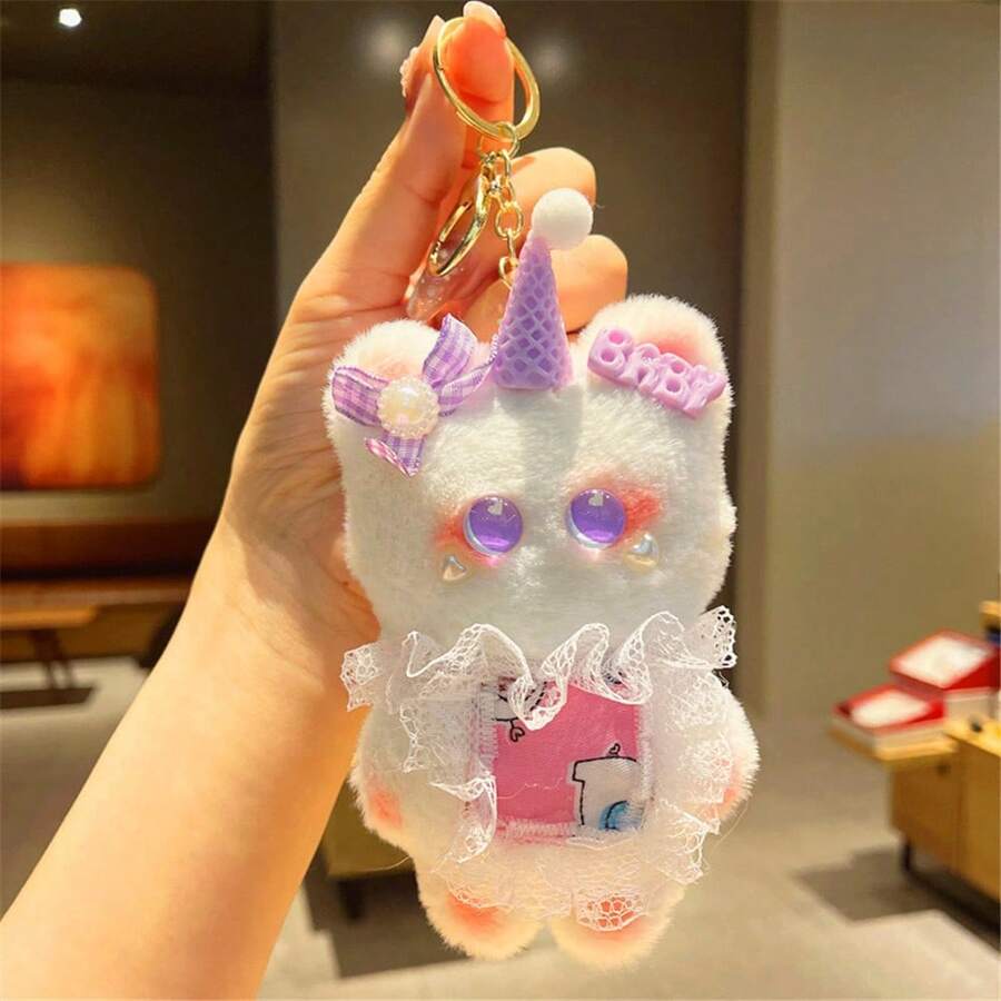 1 件紫色可愛蘿莉塔熊娃娃毛絨玩具批發書包掛件迷你玩偶玩偶掛件鑰匙扣,可愛女士包掛件,漂亮可愛的節日禮物 - 紫色 - 查看 1