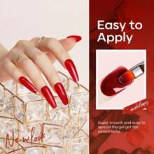 Modelones Poly Nail Gel Set, 6 Colors Popular Red Collection Bright Wine Burgandy Glitter Poly Extension Gel Dark Bloody Red Builder Gel For Starter Home DIY Manicure Nail Art Valentine'S Day Gift - Nhiều màu - Xem 5