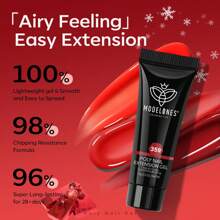 Modelones Poly Nail Gel Set, 6 Colors Popular Red Collection Bright Wine Burgandy Glitter Poly Extension Gel Dark Bloody Red Builder Gel For Starter Home DIY Manicure Nail Art Valentine'S Day Gift - Nhiều màu - Xem 3