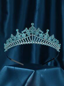 1pc Women's Colorful Headband Crown Hair Band, Suitable For Wedding Party Banquet - Baby Blue - View 1