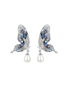 1pair Fashion Light Luxury Romantic Lady Butterfly Wings Pearl Earrings Valentine's Day Gift - Multicolor - View 4