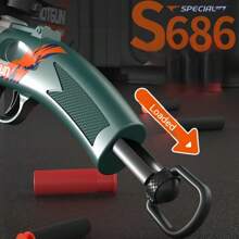 1pc Pump-Action Soft Dart Shotgun S686, Shell Ejecting Blaster Toy Gun - Brown - View 3