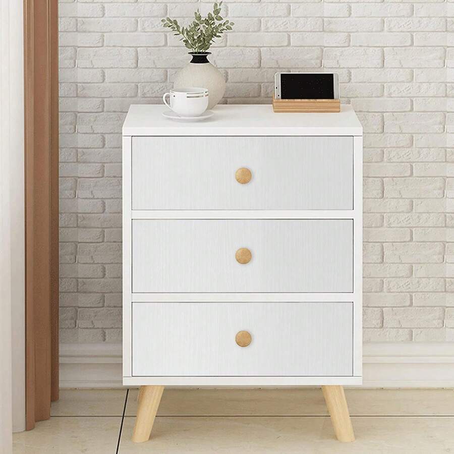 1roll White  Wood Grain PVC Waterproof Furniture Wooden Door Cabinet Refurbished Vintage Sticker Self Adhesive Wallpaper Thickened - Multicolor - View 1