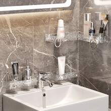 1 件豪華可旋轉浴室收納件,懸掛式壁掛式,無需鑽孔,適用於化妝品和盥洗用品,帶瀝水架 - 灰色 - 查看 3