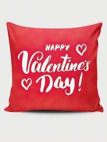 1 件情人節情書和心形圖案數位印花日常使用枕頭套 - 乾枯玫瑰色 - 查看 1