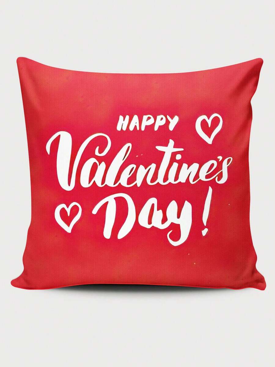 1 件情人節情書和心形圖案數位印花日常使用枕頭套 - 乾枯玫瑰色 - 查看 1