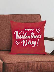 1 件情人節情書和心形圖案數位印花日常使用枕頭套 - 乾枯玫瑰色 - 查看 5