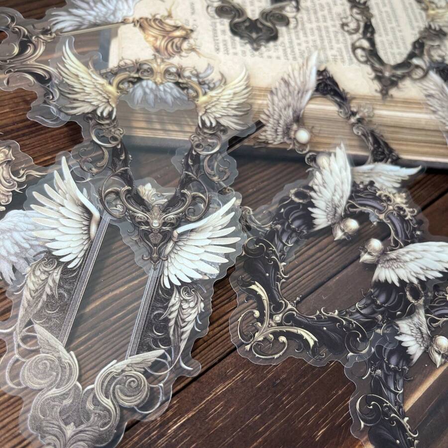 10入組大型復古寵物裝飾貼紙,防水,龐克風格框系列貼紙,復古框相編材料,拼貼貼紙 - 彩色 - 查看 1