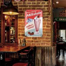 1pc, Vintage Metal Tin Sign, Milkshake Retro Diner Decor, Metal Tin Sign Plaque, Vintage Wall Decor For Pub Bar Coffee Kitchen Drink Shop, Metal Kitchen Signs Wall Decor, Snack Bar Wall Poster, 8x12inch - Multicolor - View 2