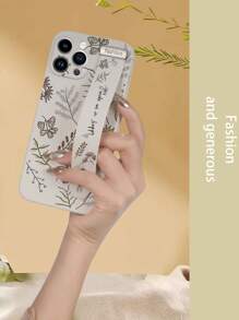 1 chiếc ốp lưng điện thoại bằng TPU màu be, họa tiết hoa, có dây đeo cổ tay, chống sốc, tương thích với iPhone///Oppo, phiên bản quốc tế, không phải phiên bản nội địa. - Nhiều màu - Xem 4