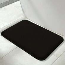1pc Plain Color Soft, Machine Washable, Absorbent And Anti-Slip Bathroom Mat, Toilet Rug ,Room Decor - Black - View 6