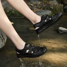 2023年夏季新推出男士加大尺碼48號真皮透氣戶外徒步運動鞋,軟底運動涼鞋 - 黑色 - 查看 6