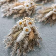 6pcs Mini Dried Flower Bouquet, Boho Wedding Table Table Arrangements, Bridesmaid Flower Girl Proposal Gift Box, Birthday Cake Table Vase Decorations Spring Festival Valentine'S Day Mom Grandma Gift Decoration - Brown - View 2