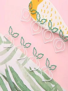 5入組卡通可愛豌豆形紙夾和備忘夾,以及兔子胡蘿蔔形紙夾辦公文具 - 彩色 - 查看 5