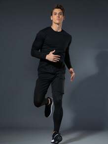 4pcs/Set Boyfriend Style Men's Fitness Clothing Set, Compression Running Basketball Training Clothes, Quick-Dry Workout Gym Sportswear Gym Clothes Boyfriend Style Men, Athletic Suit, Tracksuit Boyfriend Style Men Two Pieces Outfits