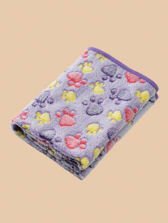 1pc Seasonal Dog Paw Print Patterned Pet Blanket & Mat For Cats And Dogs, Suitable For Small And Medium-Sized Pets