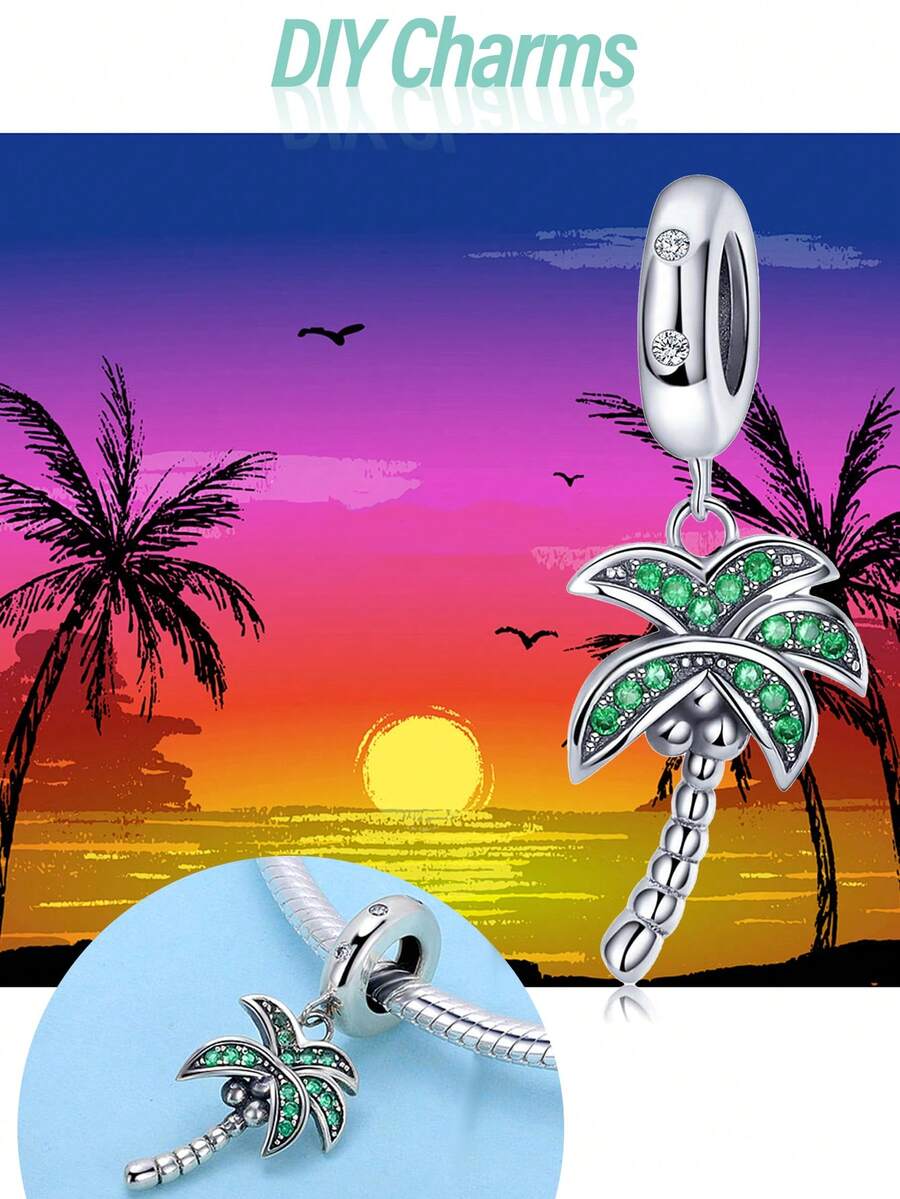 ESBERRY 1入組夏季酪梨創意 DIY 吊墜女手鍊和手鐲 s925 純銀精美珠寶製作 - 銀色 - 查看 1