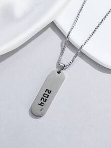 1只創意時尚2024數字項鍊不鏽鋼珠寶,男性有趣的新年禮物裝飾 - 年份項鍊 - 查看 3