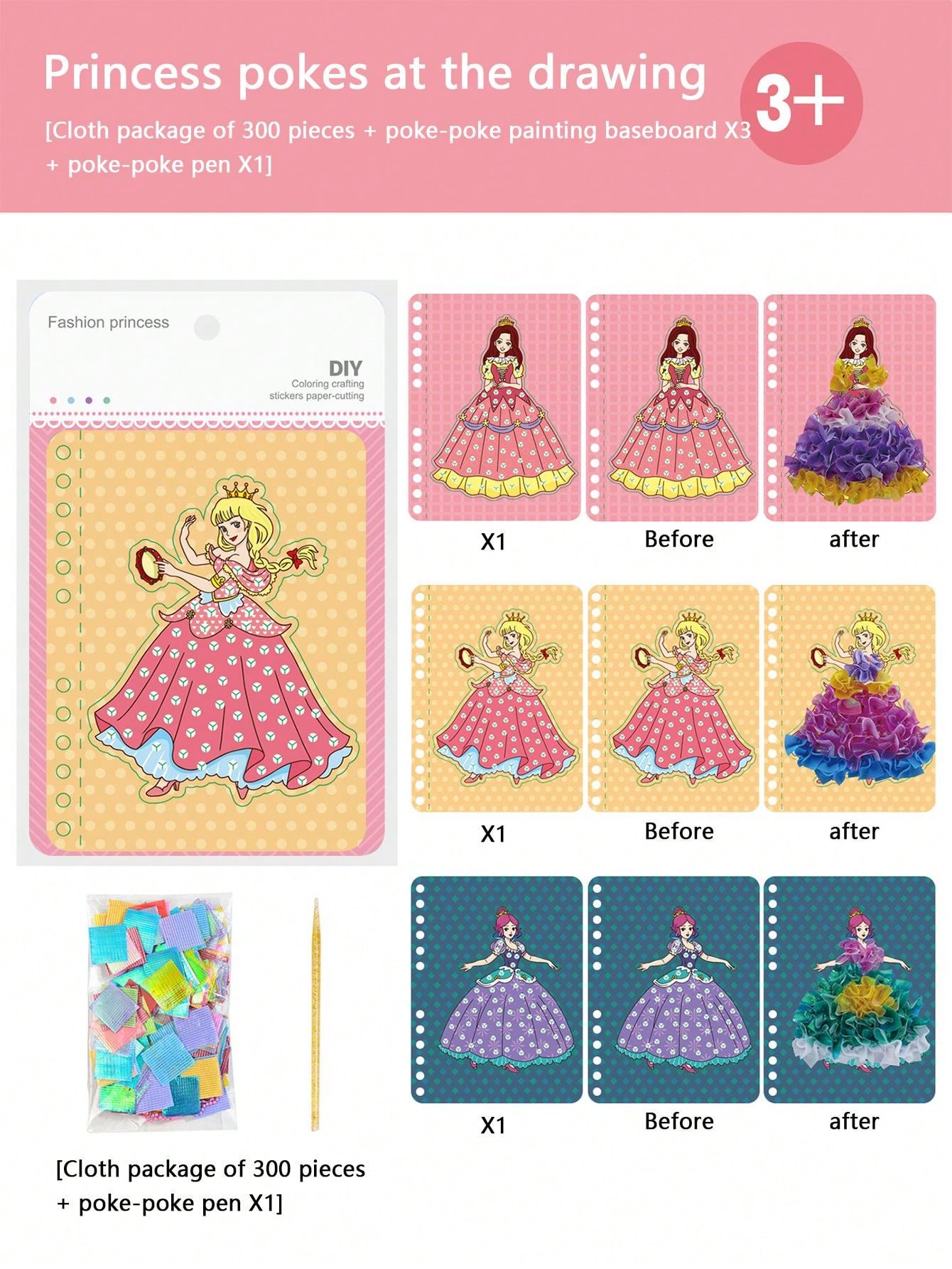 Princess Poke-A-Dot Art Flat Illustration Creation Book For Dress-Up  Princess Toy, Handicraft Diy Cutting & Pasting Book, Creative Sticker  Material Kit, Changeable Color Three-Dimensional Book, Girls Creative &  Educational Toy, Birthday Gift
