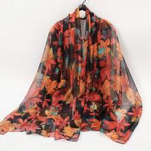 1入女性超薄印花絲巾,具有舒適透氣質感,適用於戶外休閒/節日聚會/商務旅行等 - 彩色 - 查看 1