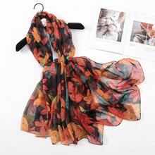 1入女性超薄印花絲巾,具有舒適透氣質感,適用於戶外休閒/節日聚會/商務旅行等 - 彩色 - 查看 2