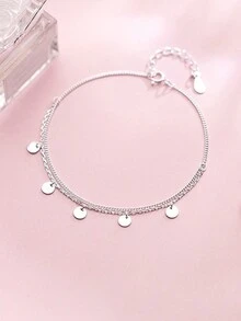 AETOLIA 1件s925純銀手鍊,韓國款小清新雙層圓形手鍊,可愛的圓形片,甜蜜的手工藝品,情人節禮物 - 銀色 - 查看 1