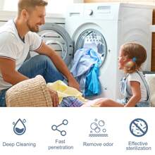 Ouhoe洗衣機清潔片清除異味和污垢,適用於全自動脈衝式滾筒洗衣機清洗槽 - 藍白色 - 查看 10