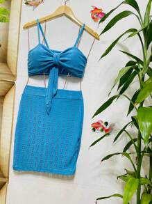 Women Two-Piece Outfits - 藍色 - 查看 3