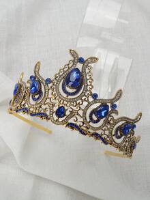 1入女士彩色鑲嵌銀合金髮梳,婚禮、宴會等特殊場合髮飾,新娘適用 - 彩色 - 查看 6