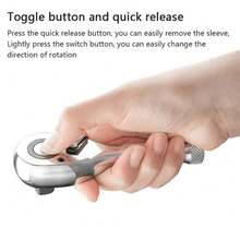 TUNGFULL 3入組不同尺寸套筒配盒,迷你棘輪扳手1/4 3/8 1/2英寸傳動鈍扳手套件,快拆頭72齒方頭扳手 - 銀色 - 查看 3