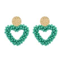 1 對時尚波西米亞風格心形設計米珠和串珠編織元素耳環,適合日常佩戴和情人節 - 愛心 - 查看 14