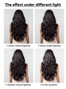 Natural Black Long Wavy Synthetic Wig With Bangs For Women Body Wave Dark Brown Wigs Cosplay Daily Hair Heat Resistant - 黑色 - 查看 9